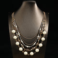 Vintage Cascade Mixed-Metal Pearl Collar