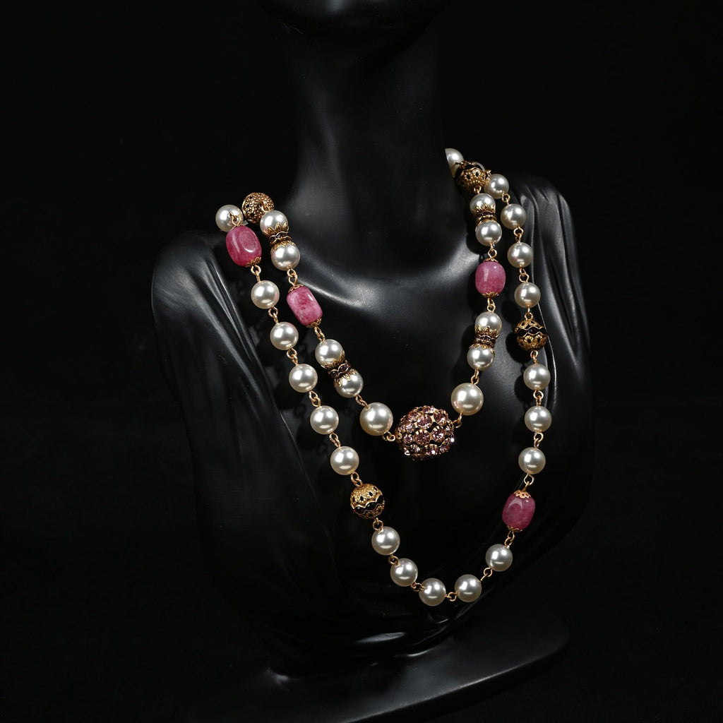 Vintage Rose Pearl Layered Necklace