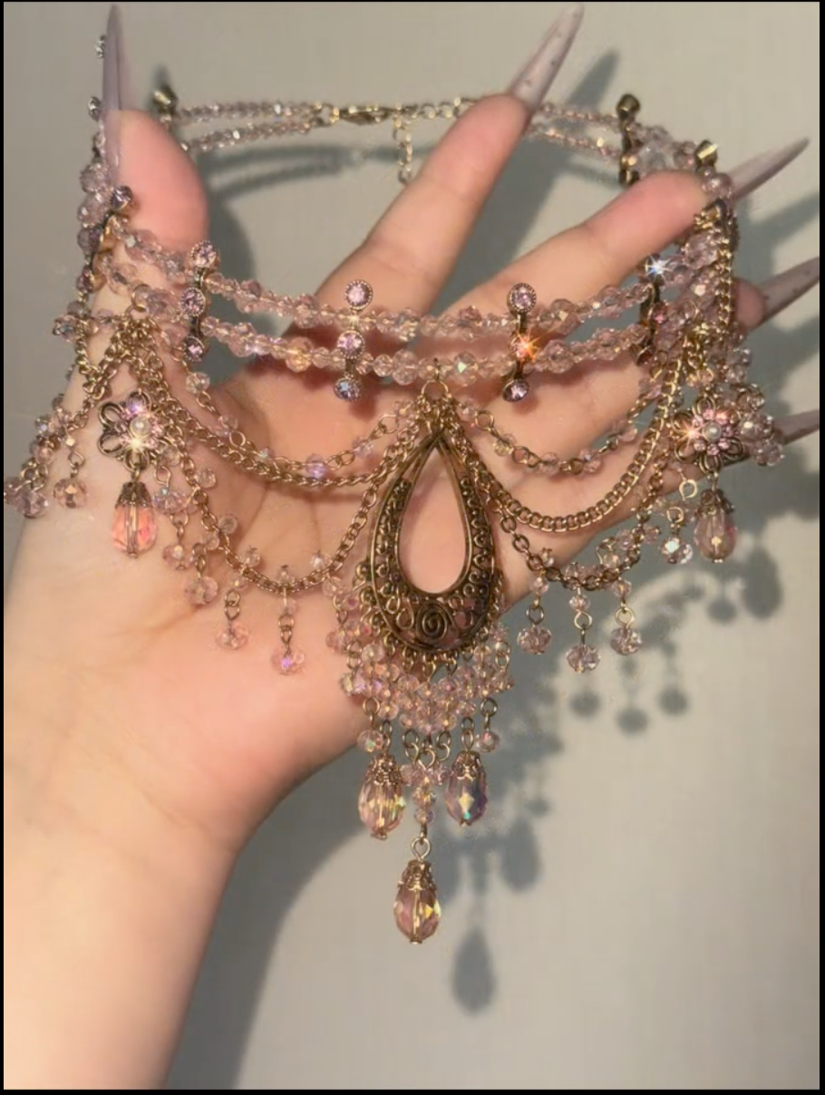 Vintage Rosewater Filigree Choker