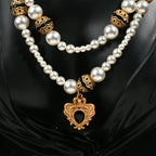Midnight Crest Layered Pearl Necklace