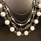 Vintage Cascade Mixed-Metal Pearl Collar