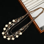 Vintage Cascade Mixed-Metal Pearl Collar