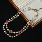 Vintage Rose Pearl Layered Necklace