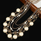 Vintage Cascade Mixed-Metal Pearl Collar