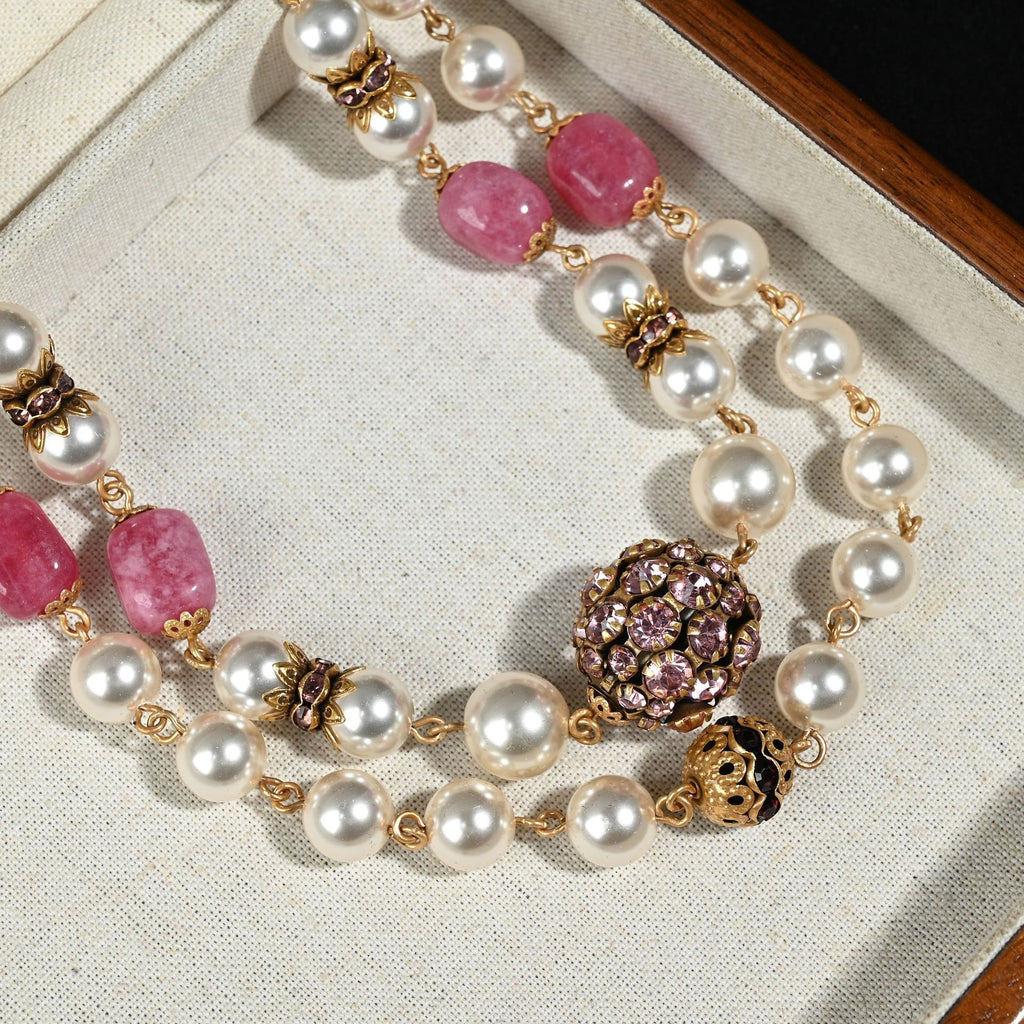 Vintage Rose Pearl Layered Necklace