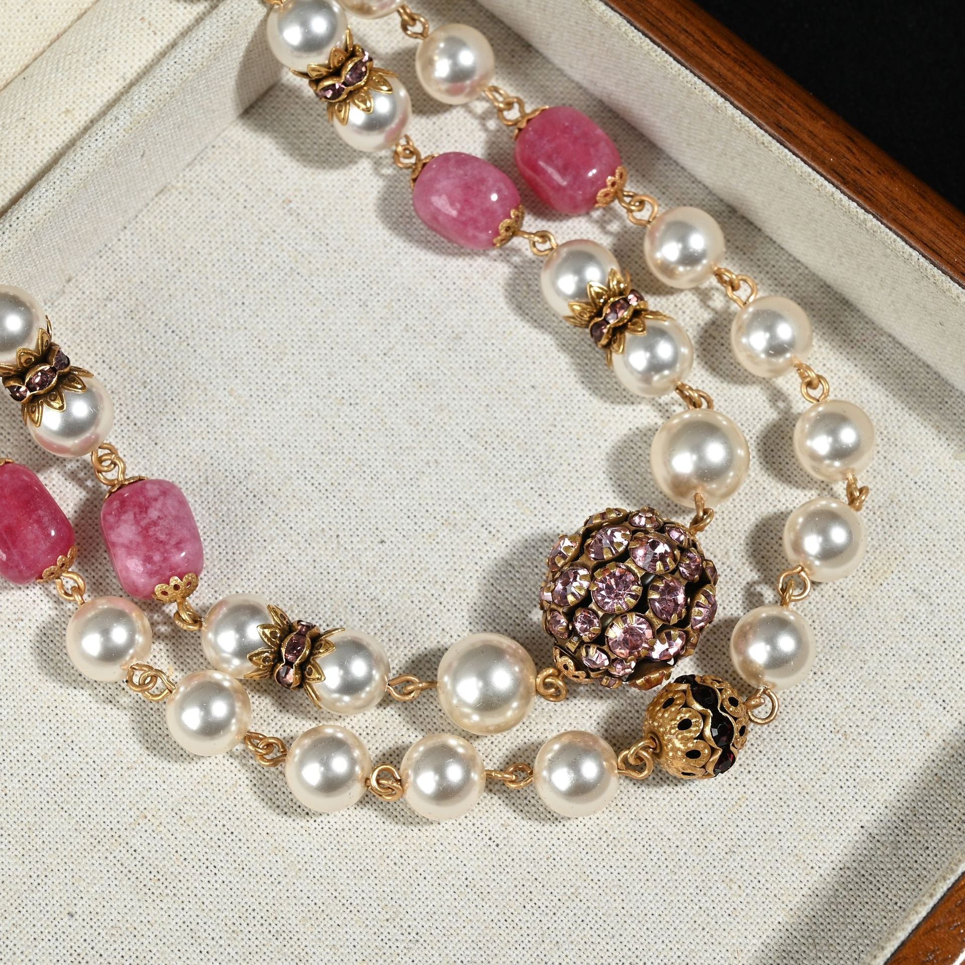 Vintage Rose Pearl Layered Necklace