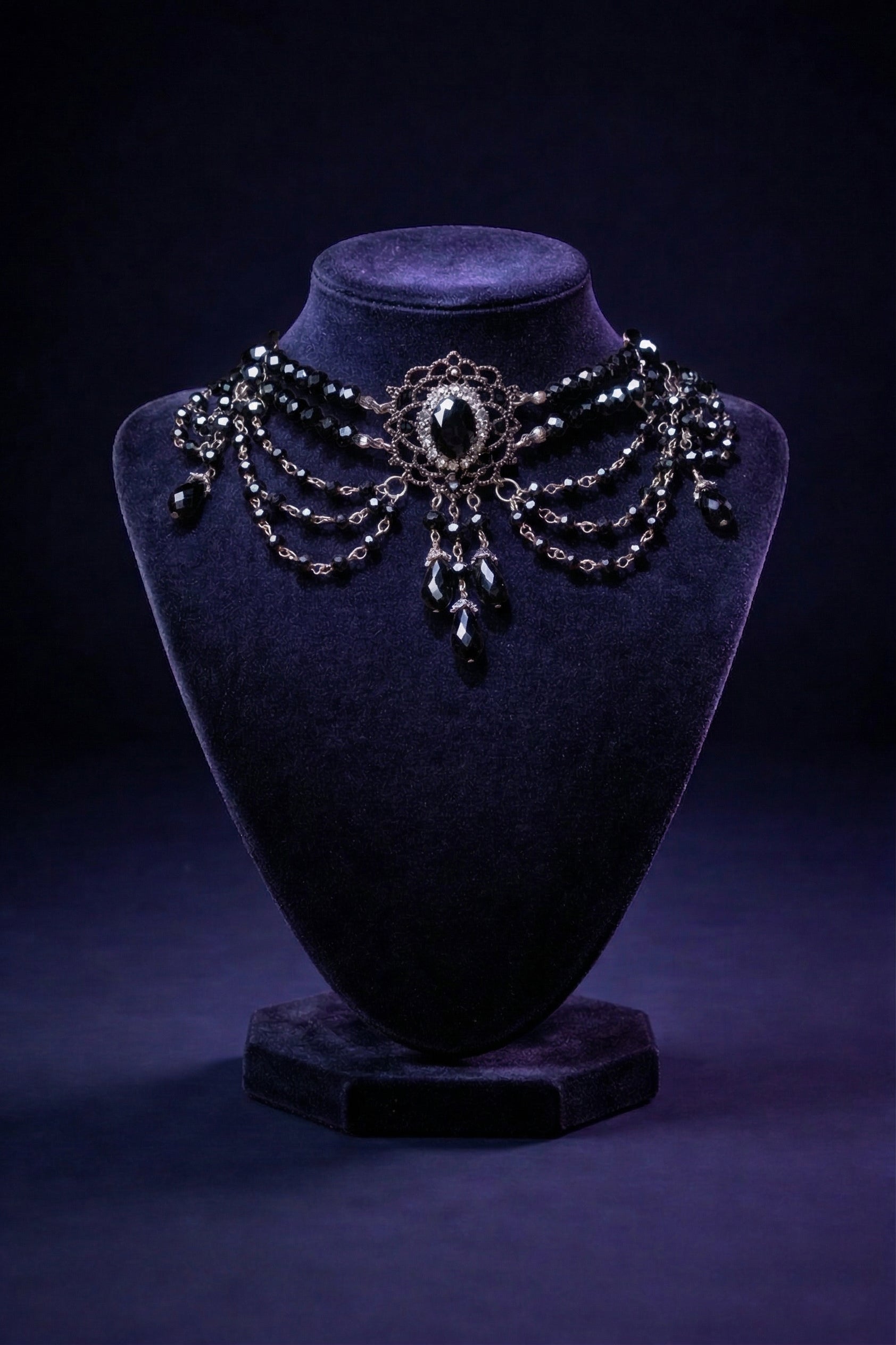 Obsidian Noir Draped Choker