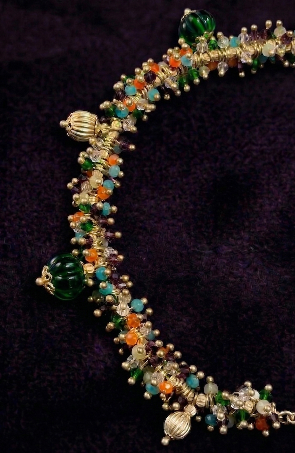 Emerald Pumpkin Drop Beaded Collar