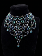 Obsidian & Teal Woven Lace Collar