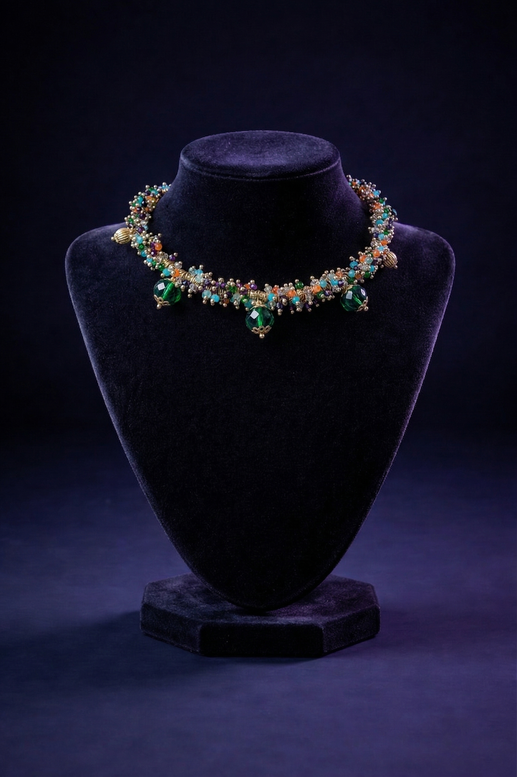 Emerald Pumpkin Drop Beaded Collar