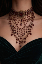 Crimson Medallion Statement Necklace