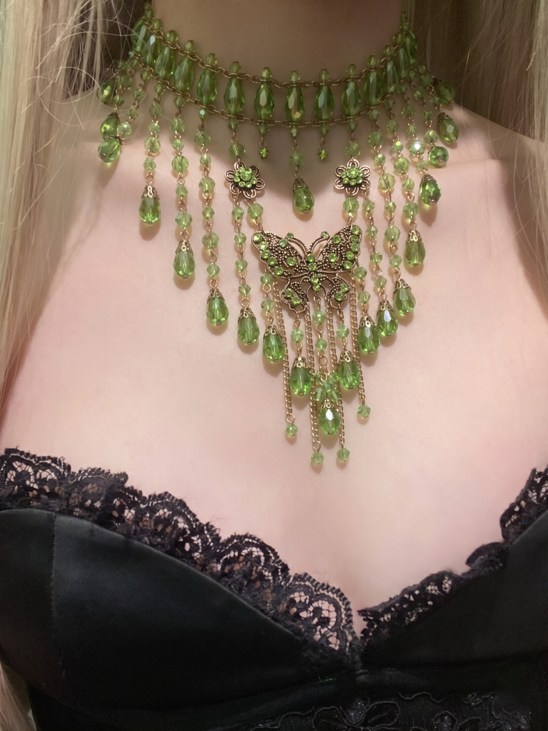 Verdant Butterfly Cascade Collar
