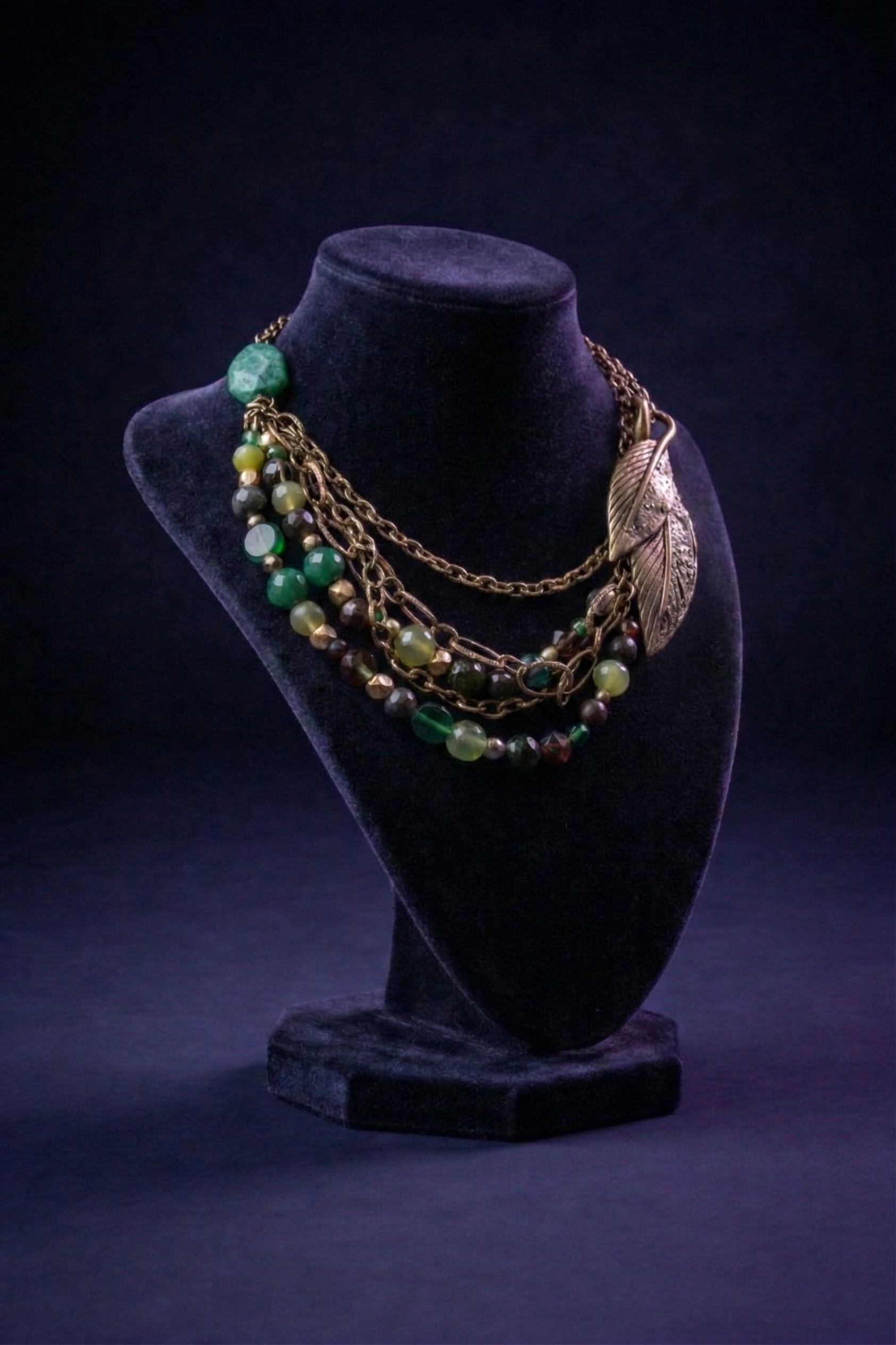 Gilded Foliage Asymmetrical Layered Necklace