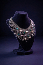 Metallic Lace & Jewel Statement Collar