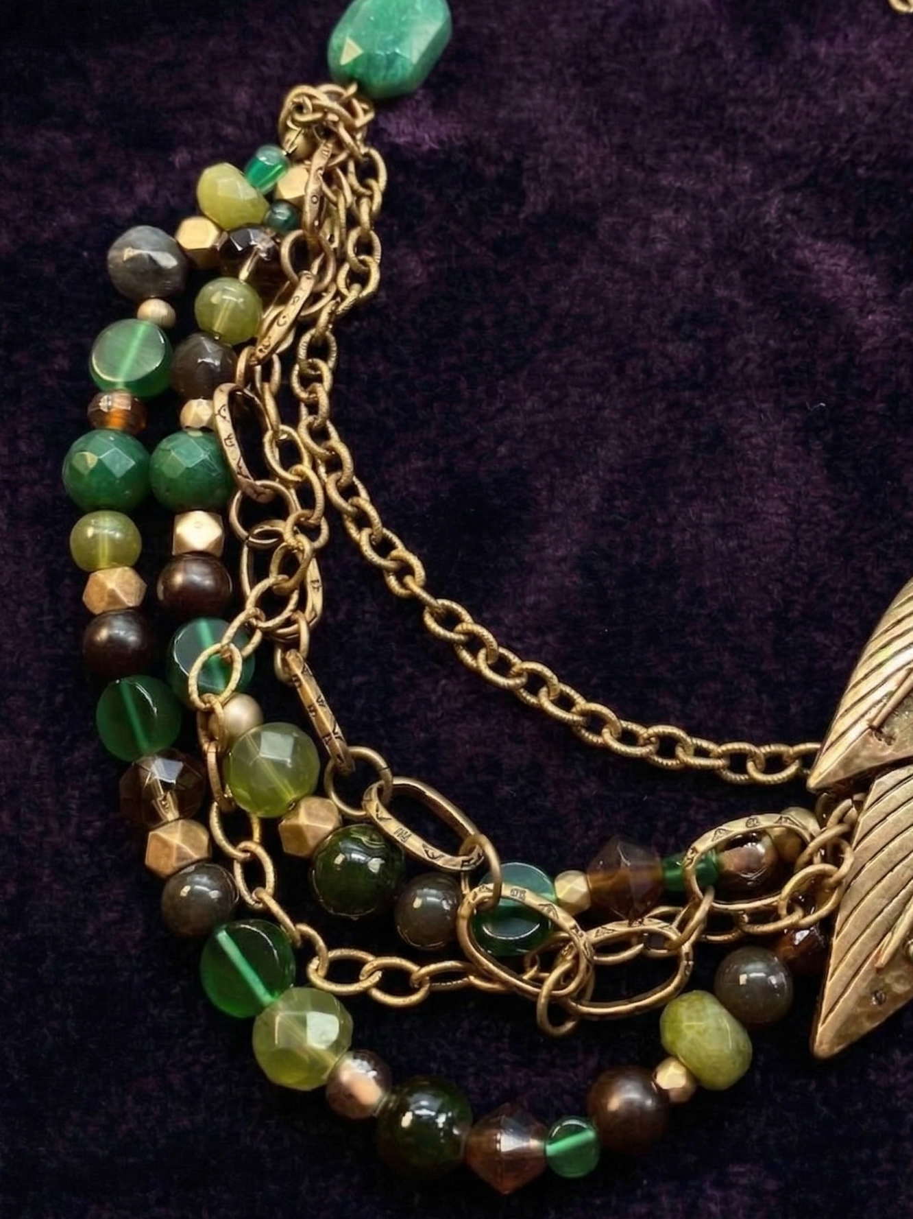 Gilded Foliage Asymmetrical Layered Necklace