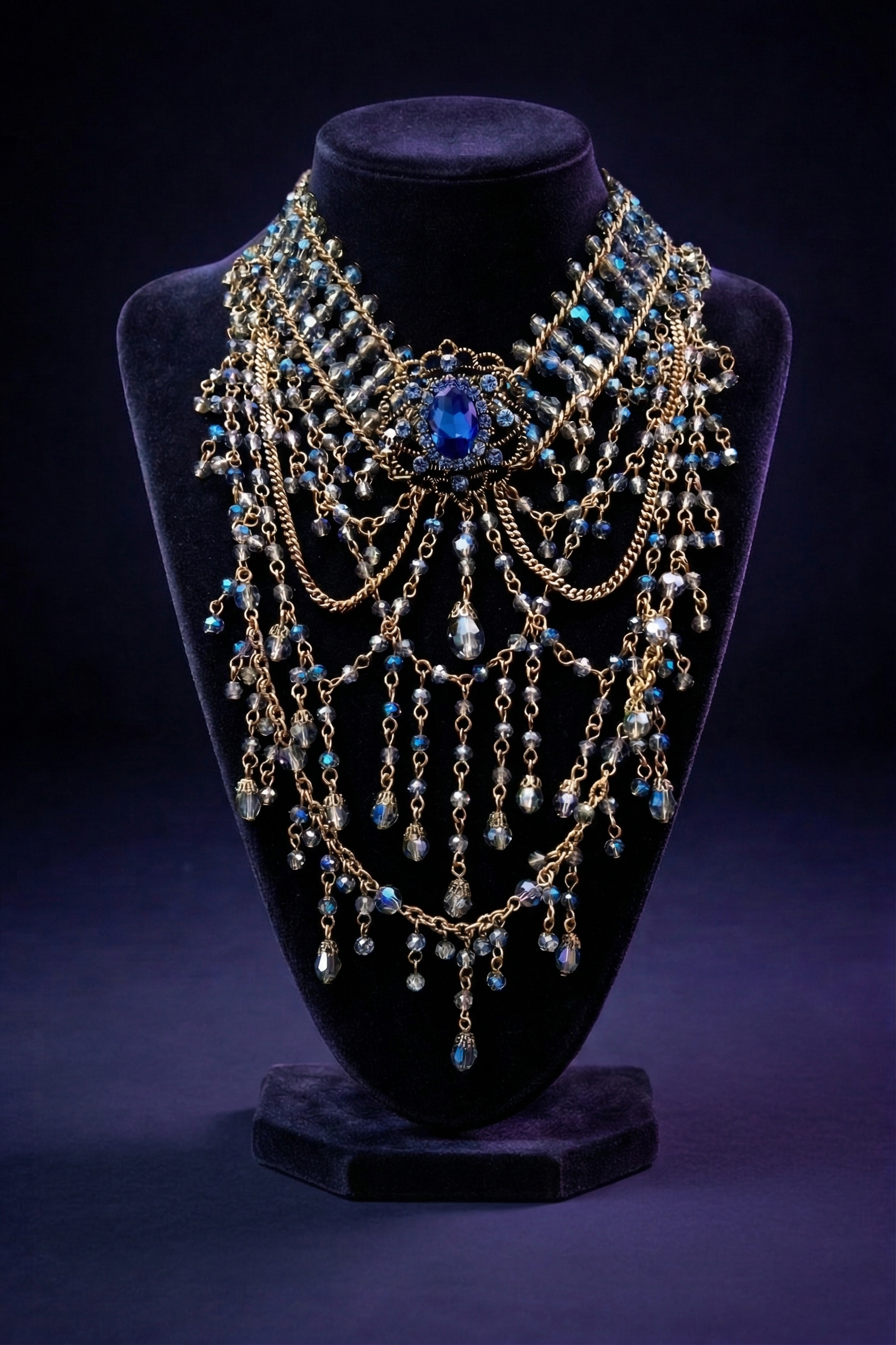 Royal Azure Medallion Statement Necklace