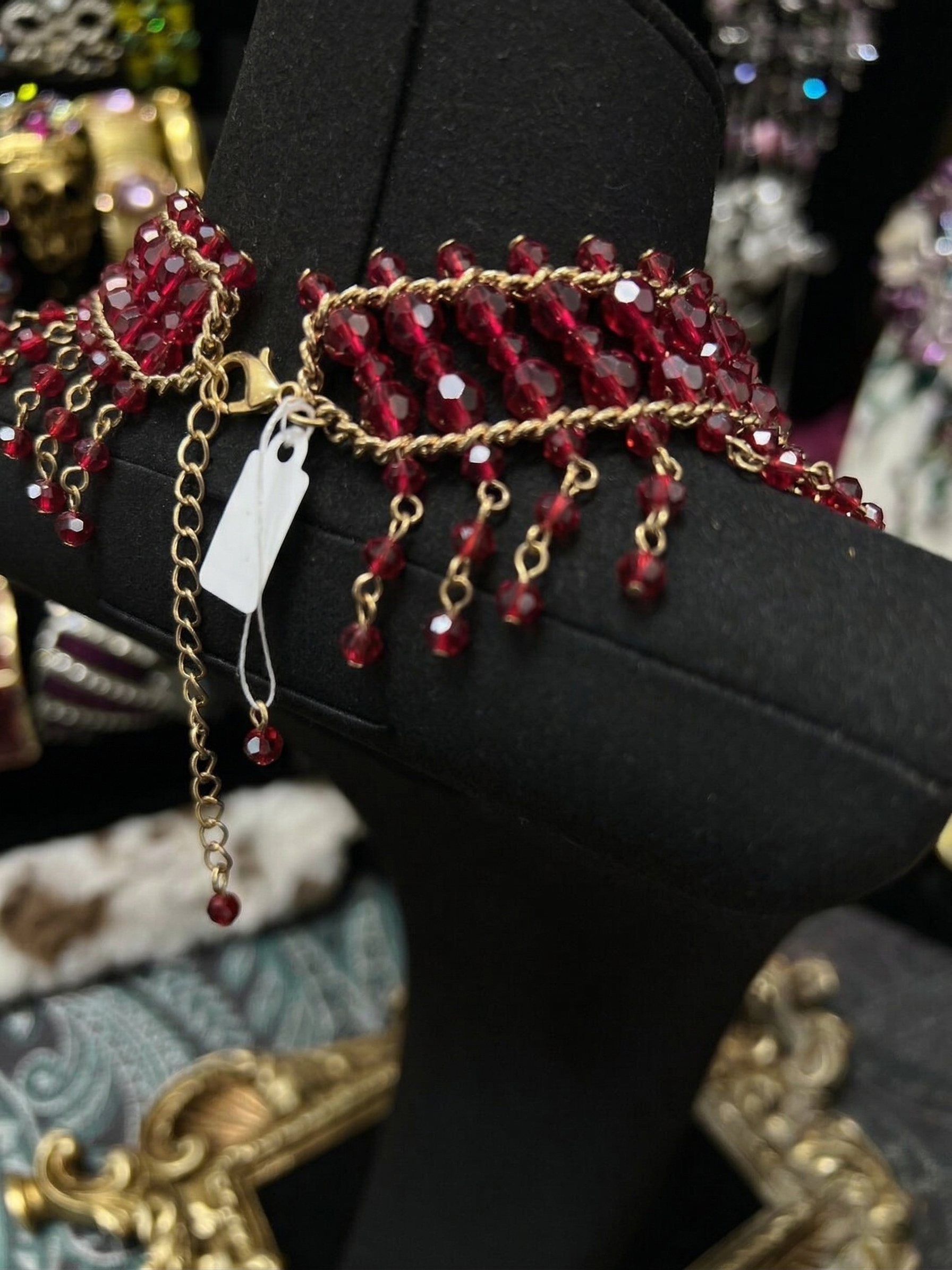 Crimson Medallion Statement Necklace