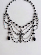Obsidian Cross Filigree Draped Choke
