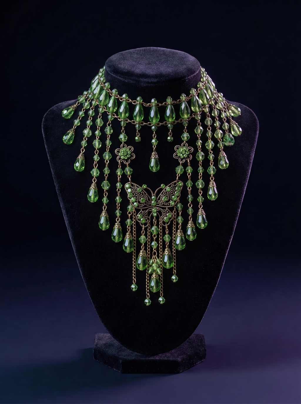 Verdant Butterfly Cascade Collar
