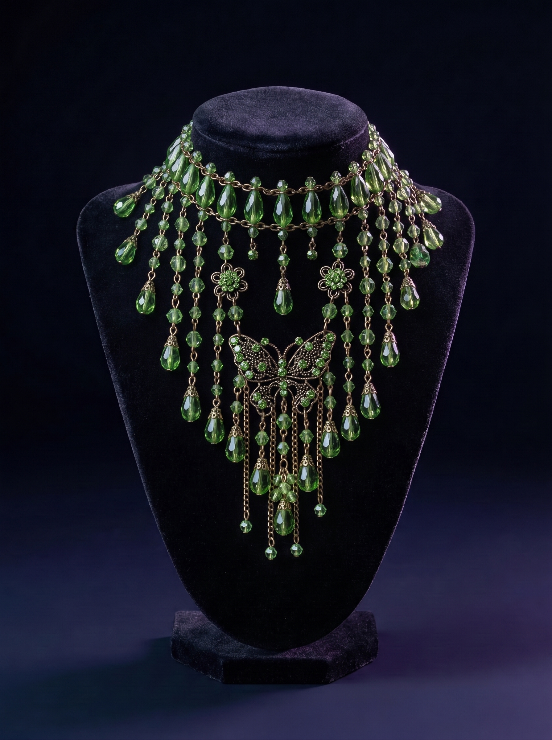 Verdant Butterfly Cascade Collar