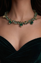 Emerald Pumpkin Drop Beaded Collar