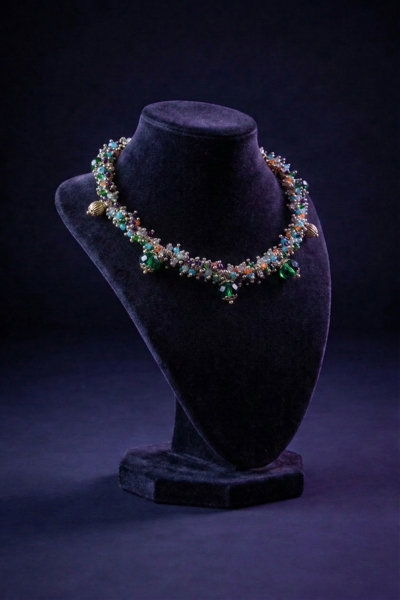 Emerald Pumpkin Drop Beaded Collar