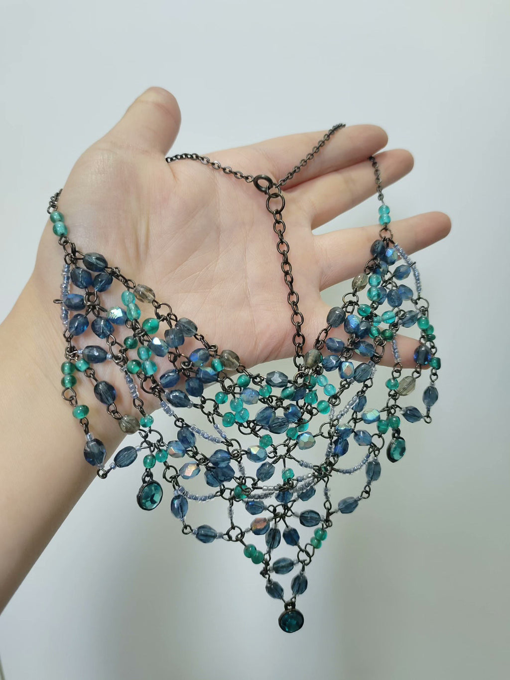 Obsidian & Teal Woven Lace Collar