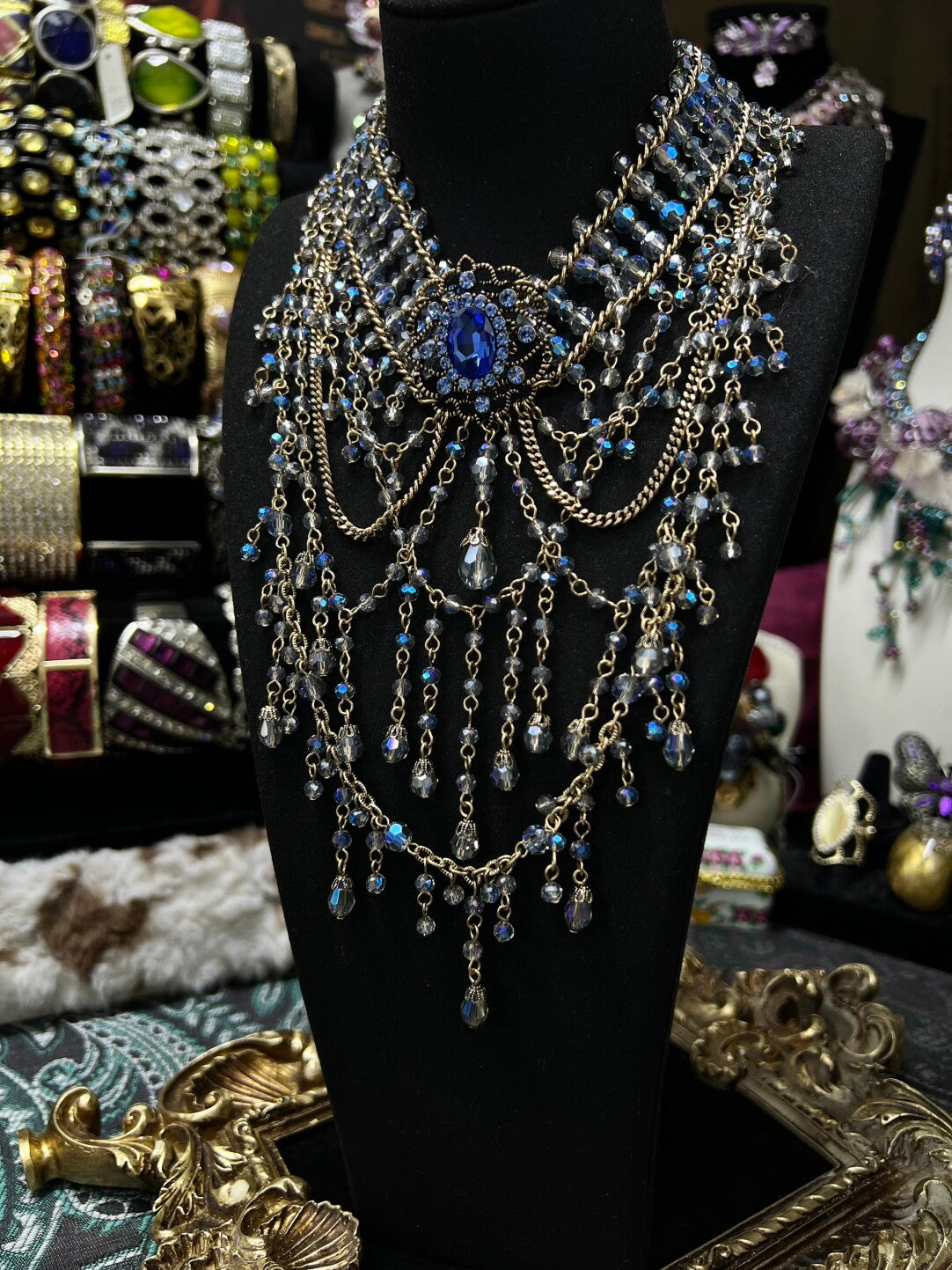 Royal Azure Medallion Statement Necklace