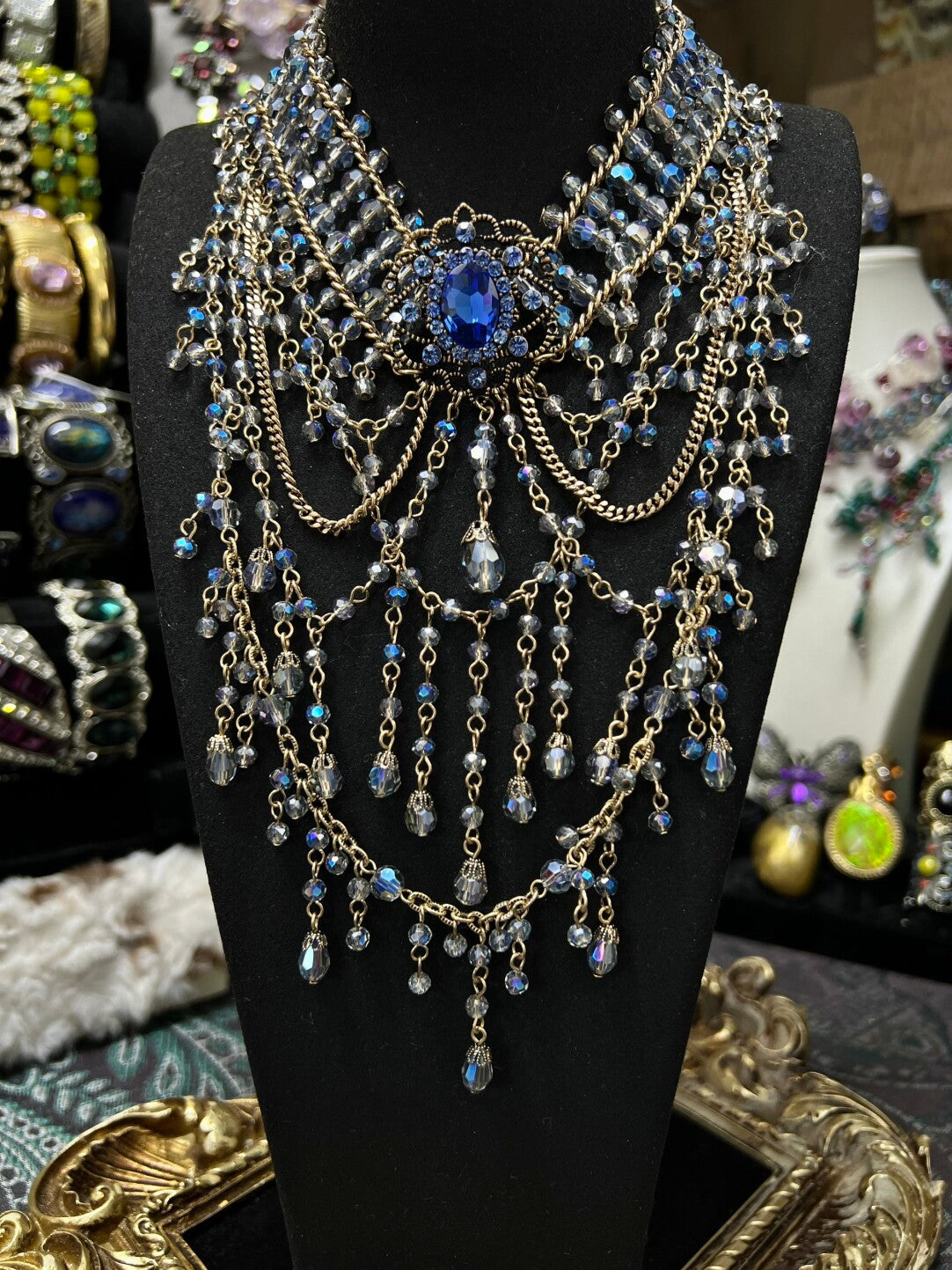 Royal Azure Medallion Statement Necklace