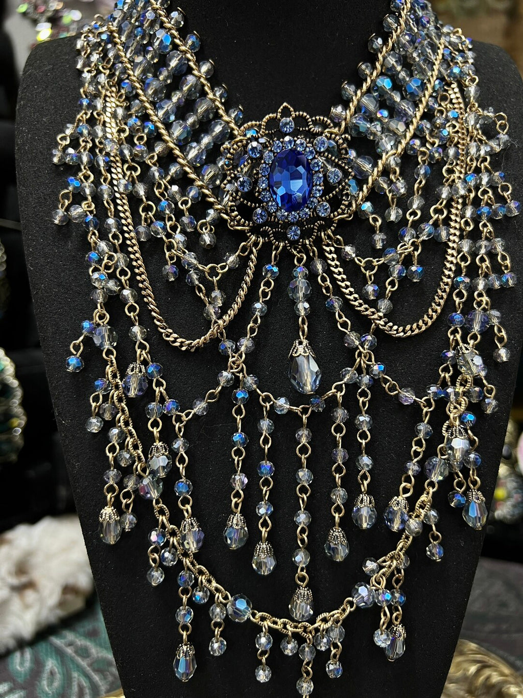 Royal Azure Medallion Statement Necklace