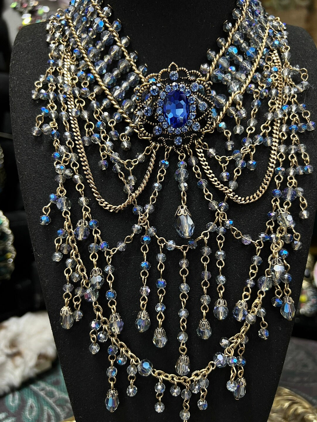 Royal Azure Medallion Statement Necklace