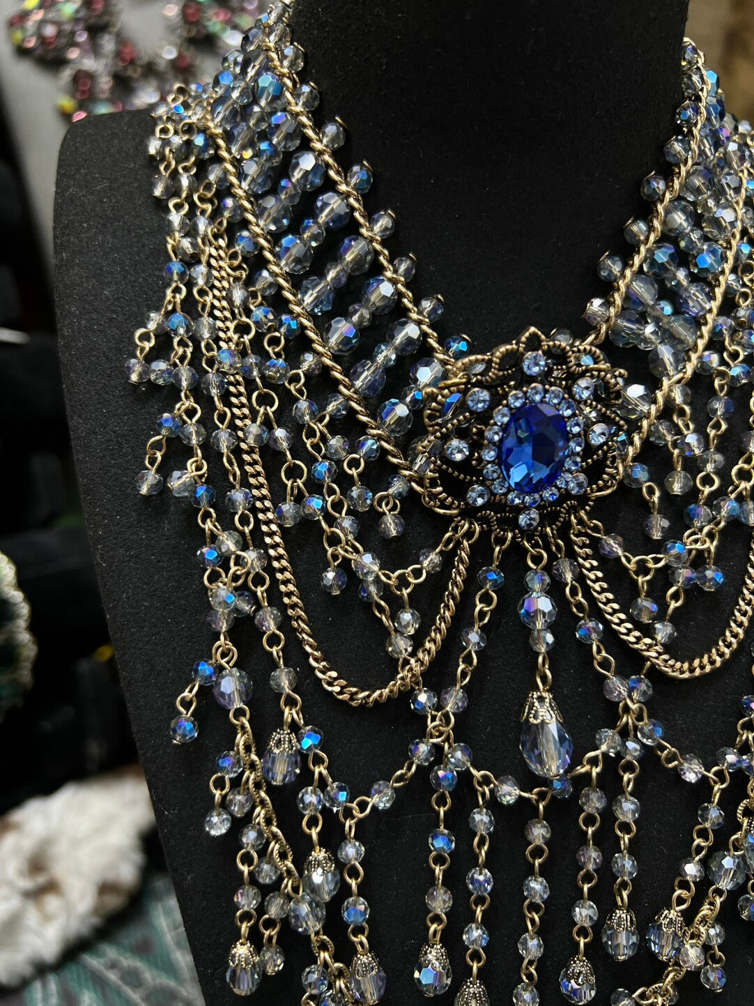 Royal Azure Medallion Statement Necklace
