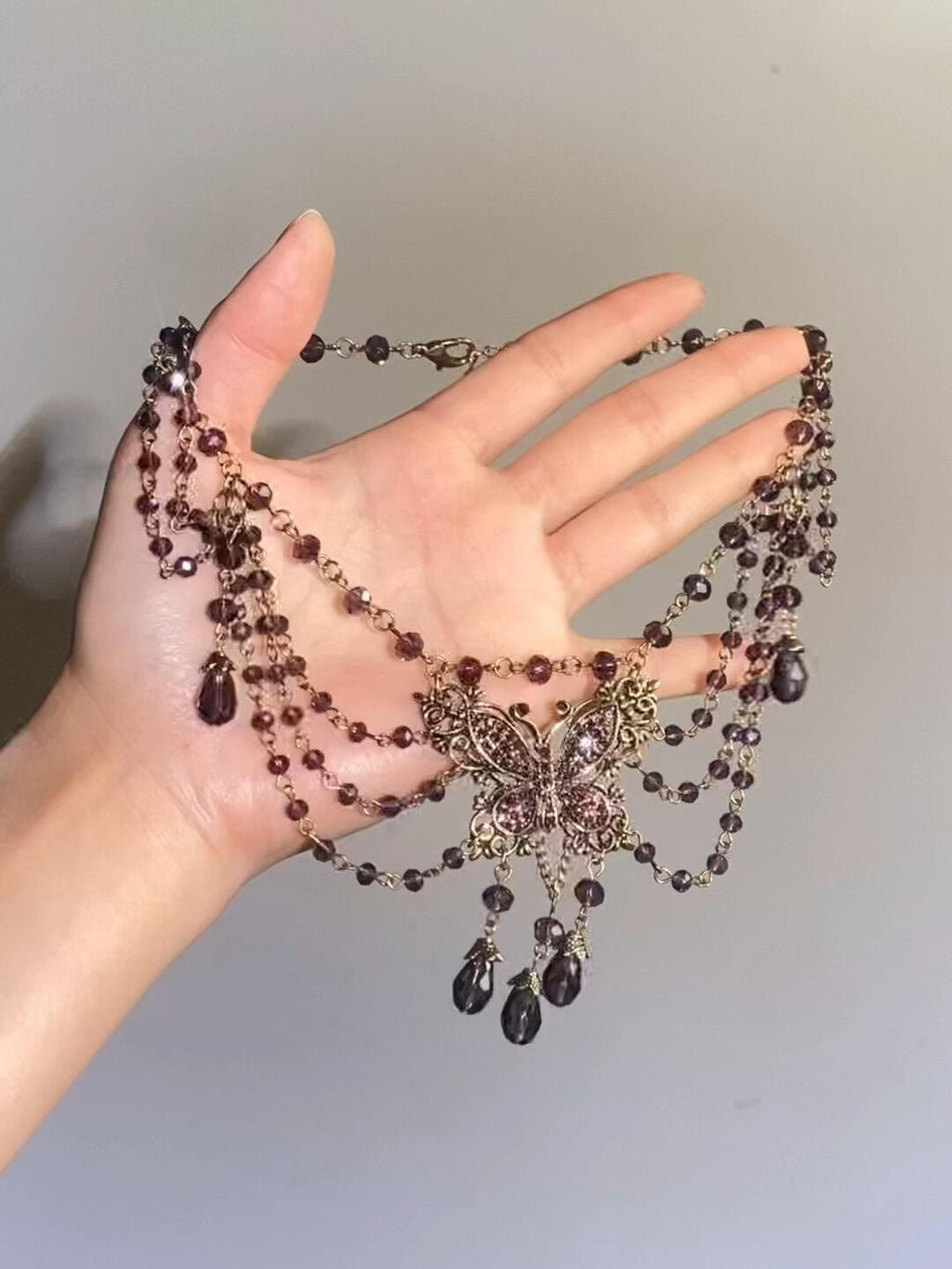 Midnight Amethyst Butterfly Choker
