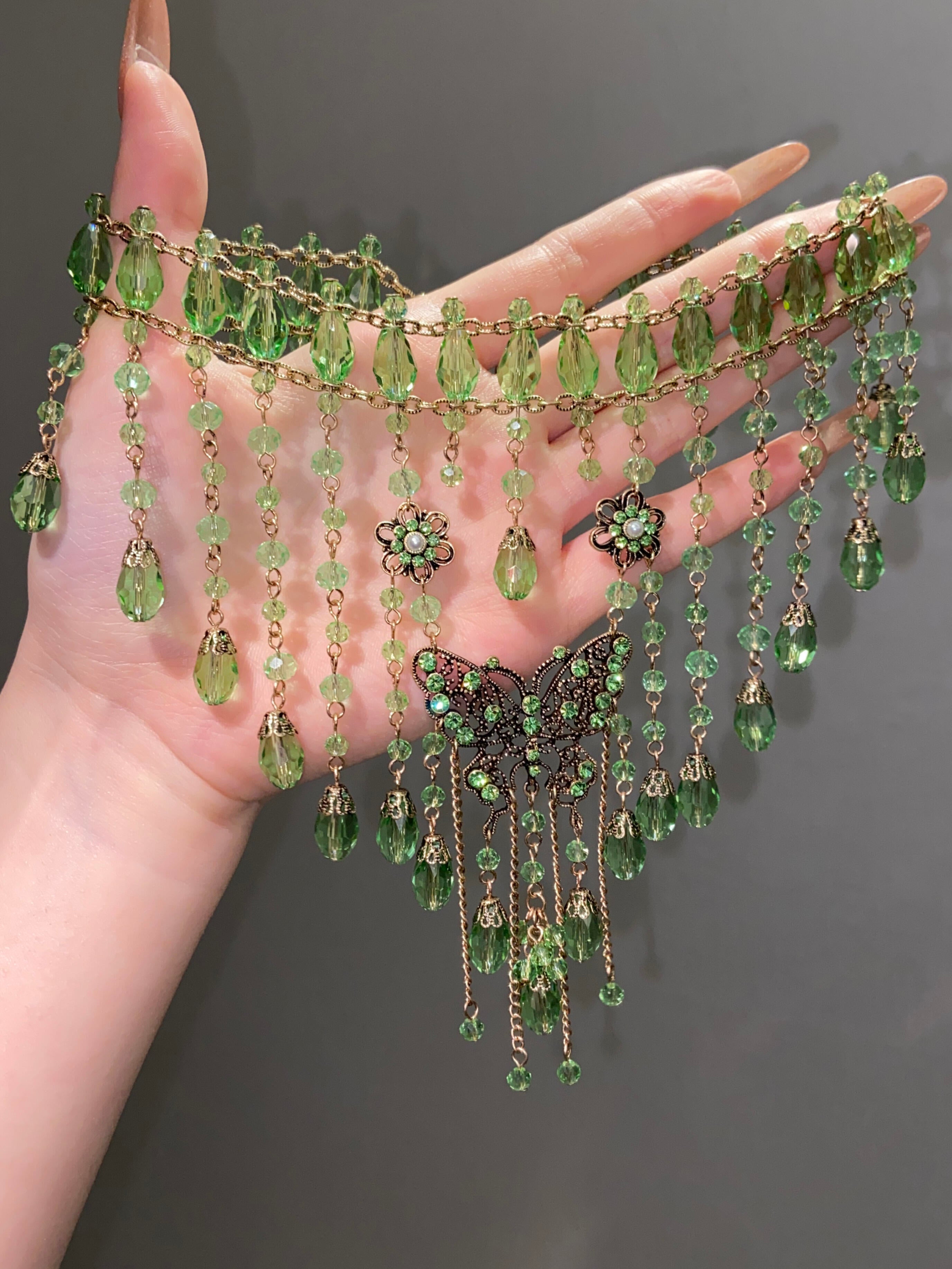 Verdant Butterfly Cascade Collar
