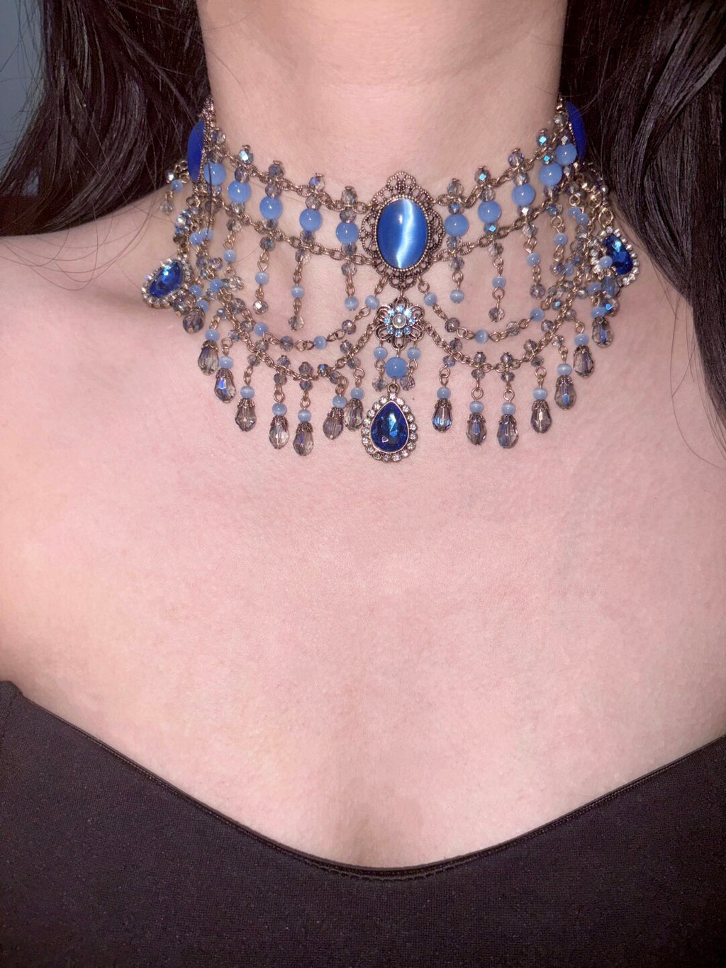Royal Azure Regency Draped Choker
