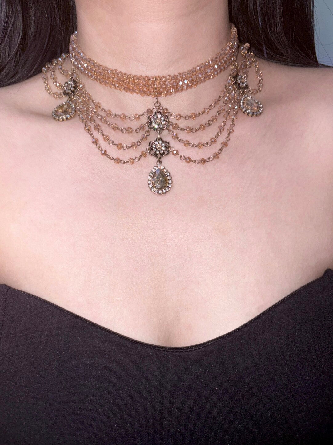 Champagne Nectar Draped Choker