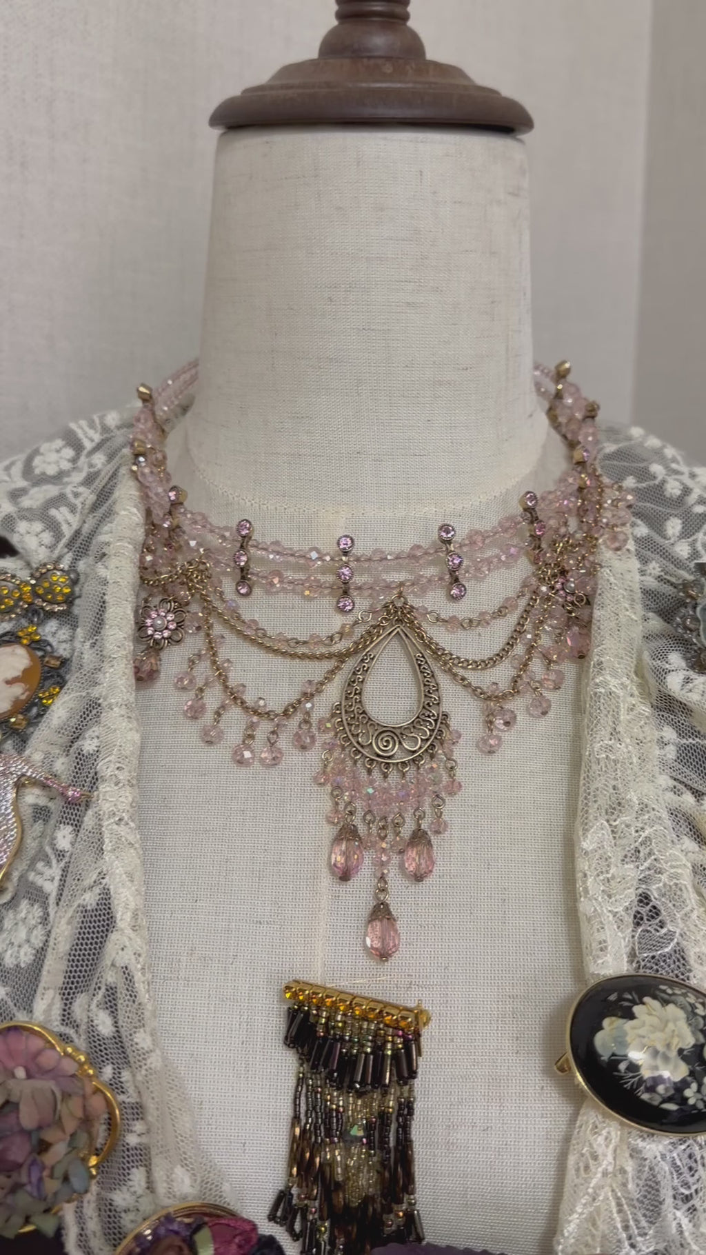 Vintage Rosewater Filigree Choker